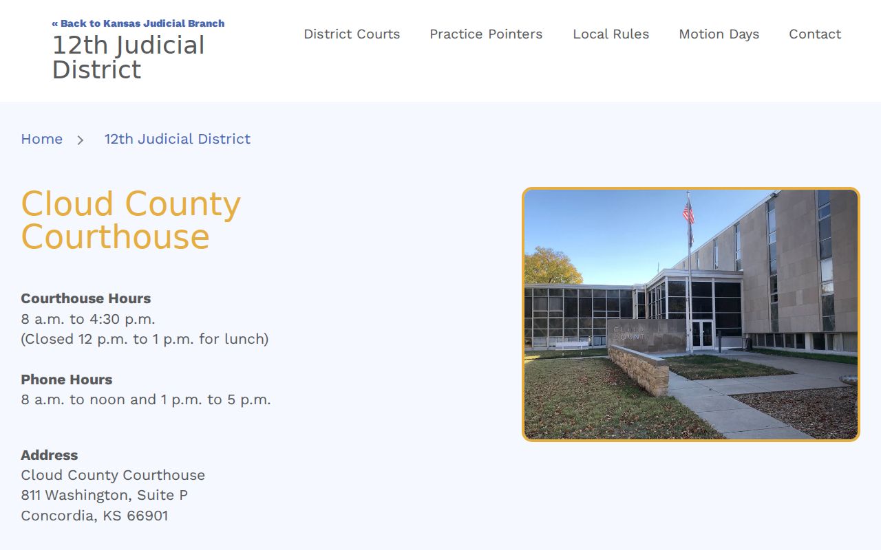 Cloud County court docket District Court clerk and courthouse contact page