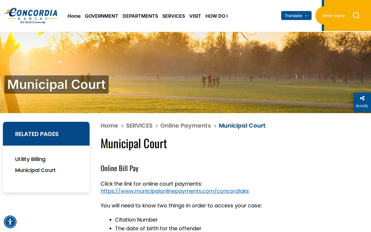 Concordia Municipal Court online payment instructions